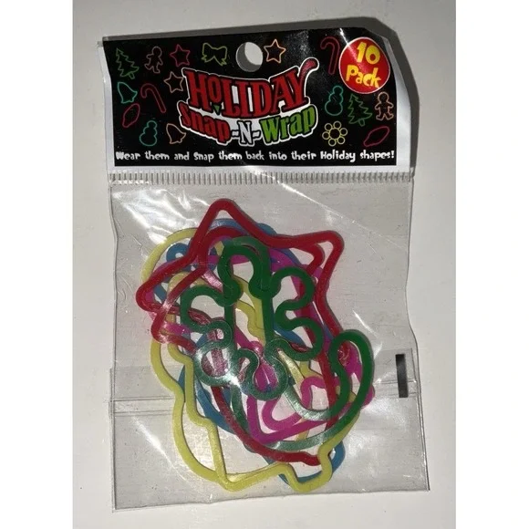 Huge Sealed Lot Christmas Holiday Snap N' Wrap Silly Bandz 181 Packs of 10
